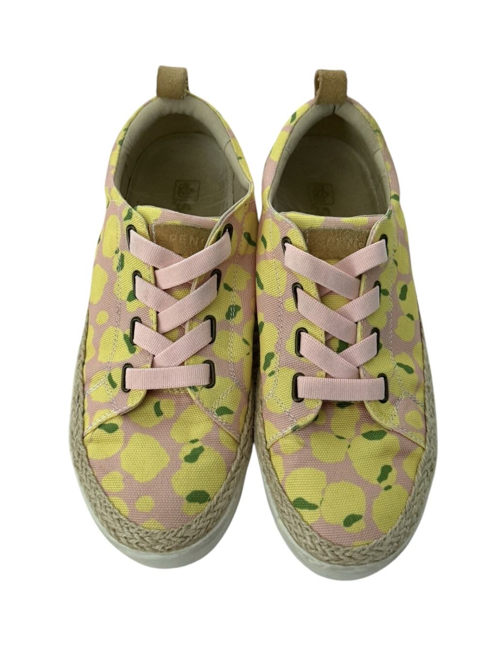 Spenco Malibu Pink Lemon Slip-On Sneaker Womens 9B Comfort Novelty Leather Lined